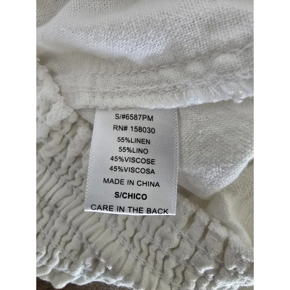 Love Tree White Linen Blend Shorts Smocked Waist Drawstring Casual S‎